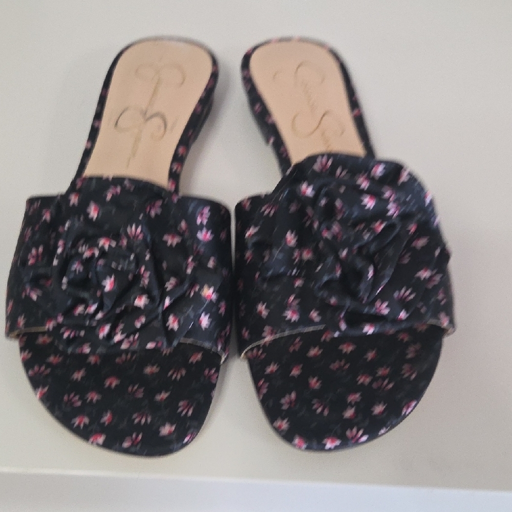 Jessica Simpson Black Floral Sandals Size 7